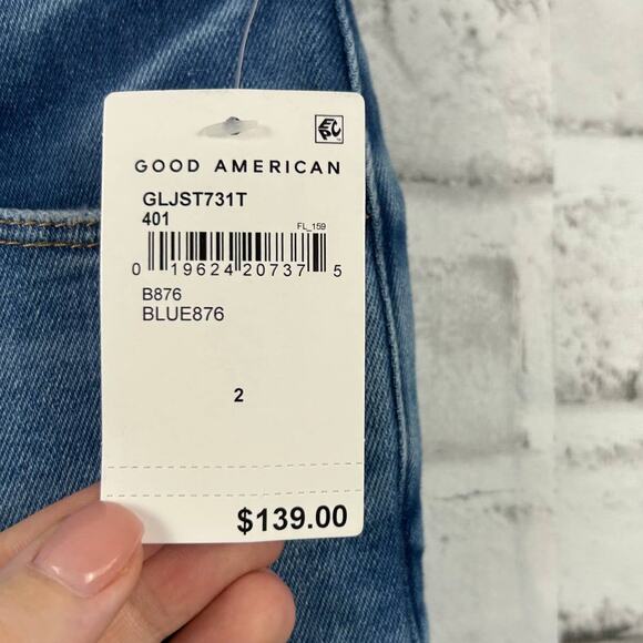 Good American Good Legs Worn Hem Blue876 Sz 2/26 NEW - Picture 6 of 12